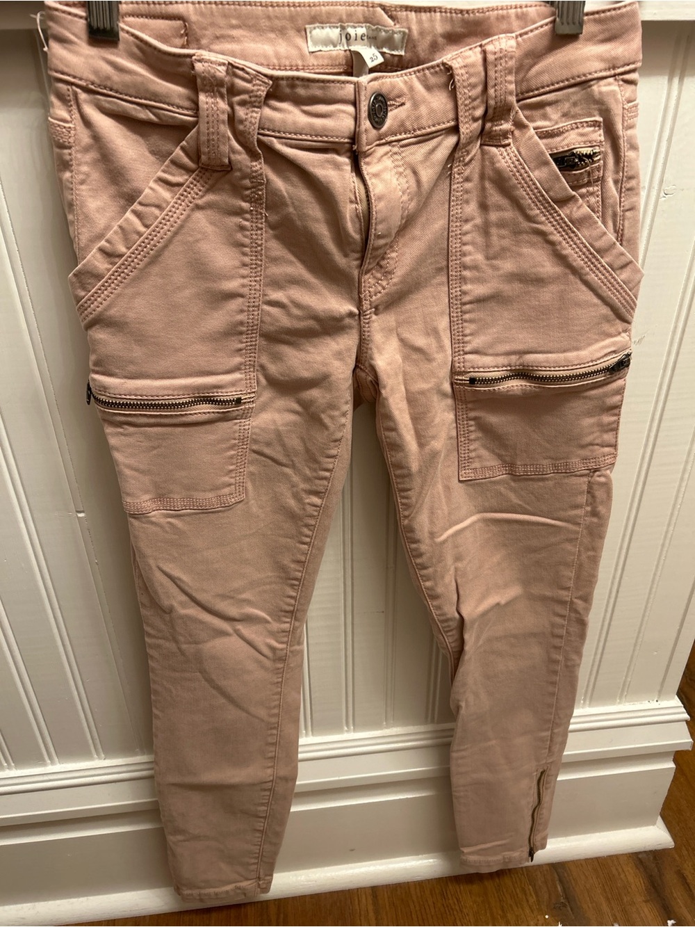 Joie Blush Pink Cargo Skinny Pants Zip Detail Utility Style Size 25